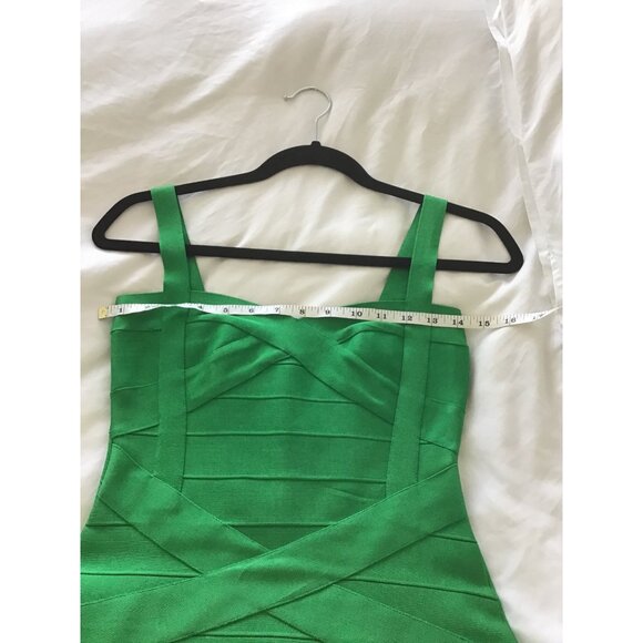 TOXIC ENVY BOUTIQUE-- WOMENS GREEN THICK STRETCHY MIDI BANDAGE DRESS SIZE LARGE - Picture 8 of 9